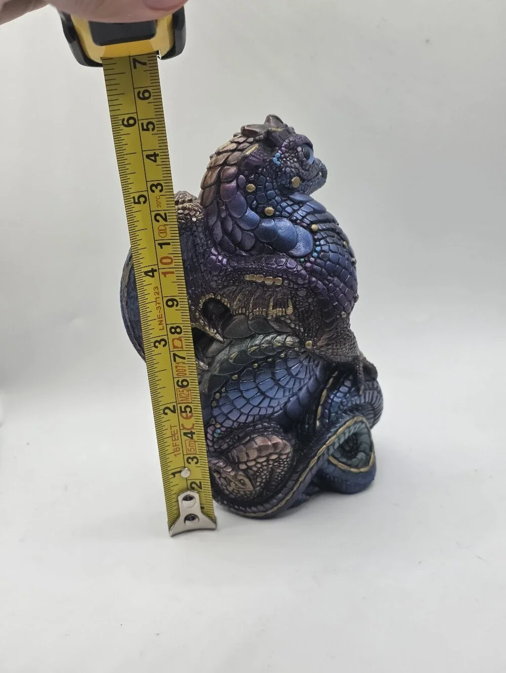 Vintage Windstone Editions Young Coiled Dragon Peacock Purple Blue M Pena 1988